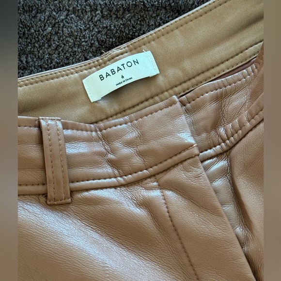 Babaton Leather Cropped Pants - Camel - Picture 6 of 7